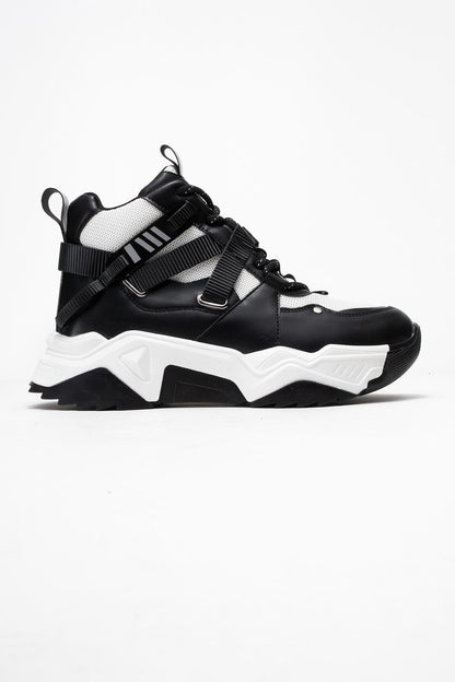 Seraphine - Bota deportiva con cremallera en blanco y negro (Mujer)