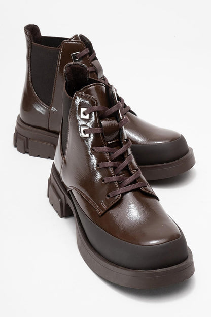Challo - Botín con cordones de charol marrón (Mujer)