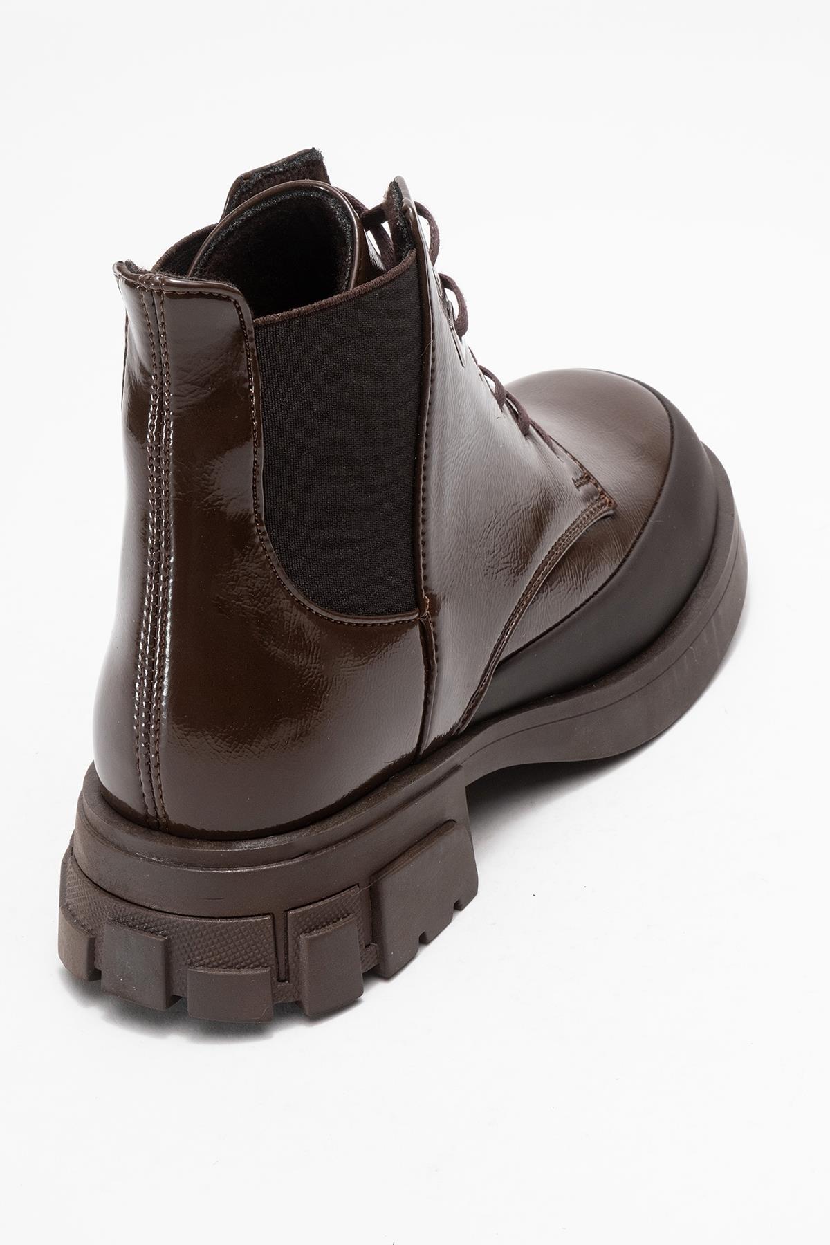 Challo - Botín con cordones de charol marrón (Mujer)