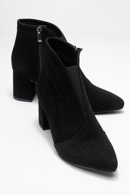 Bota de tacón de bloque de cuero de gamuza negra Finda (mujer)