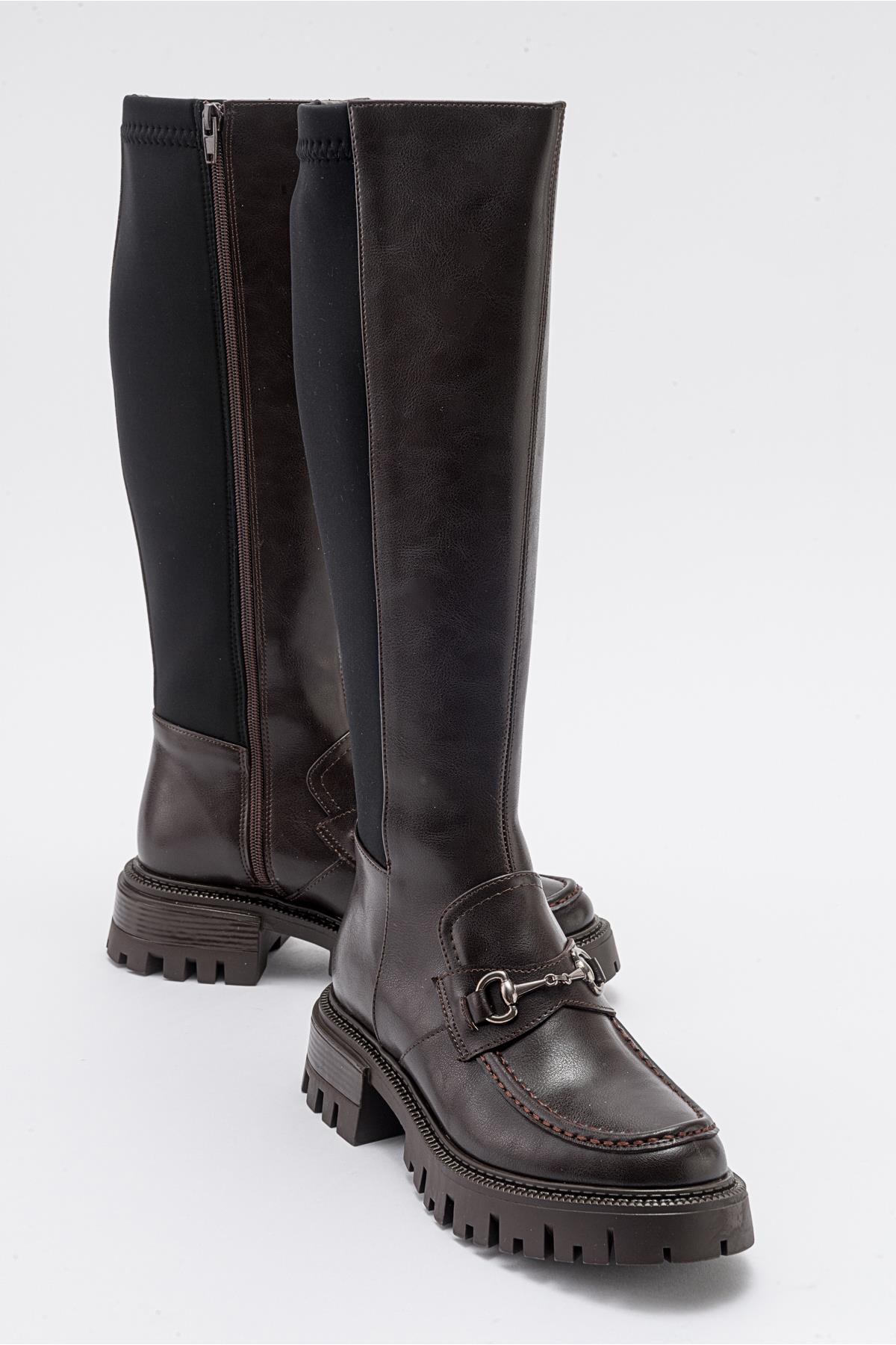 Chapel - Brown Buckle Stretch Boot (Women)