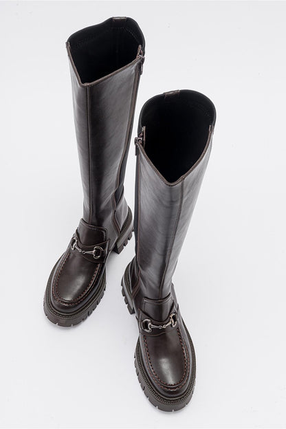 Chapel - Brown Buckle Stretch Boot (Women)