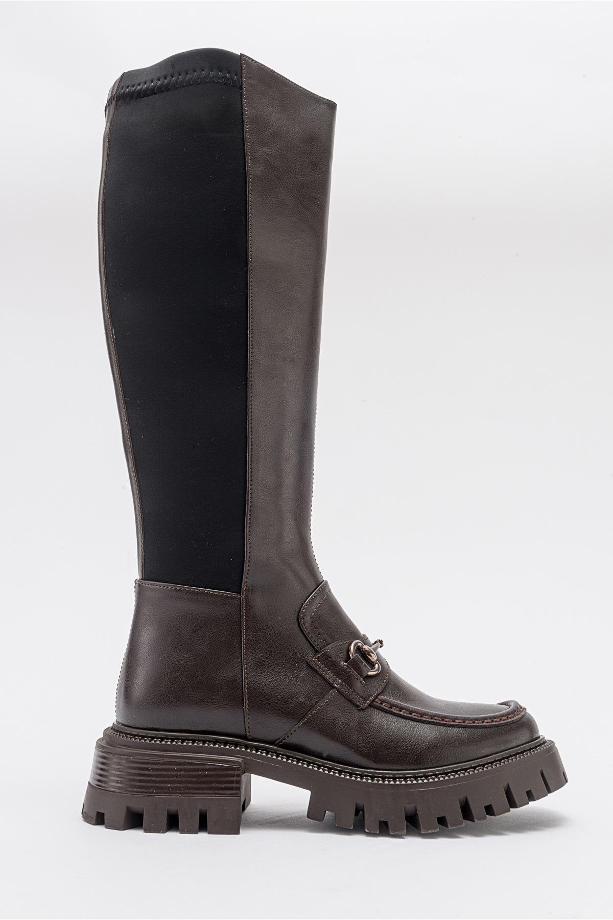 Chapel - Brown Buckle Stretch Boot (Women)