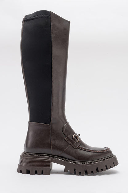 Chapel - Brown Buckle Stretch Boot (Women)