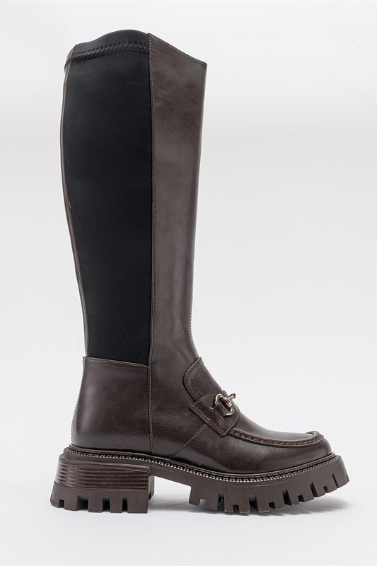 Chapel - Brown Buckle Stretch Boot (Women)
