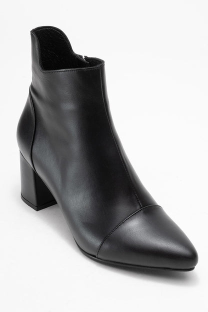 Gael - Bota de tacón de bloque de cuero negro (Mujer)