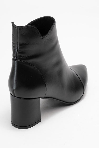 Gael - Bota de tacón de bloque de cuero negro (Mujer)