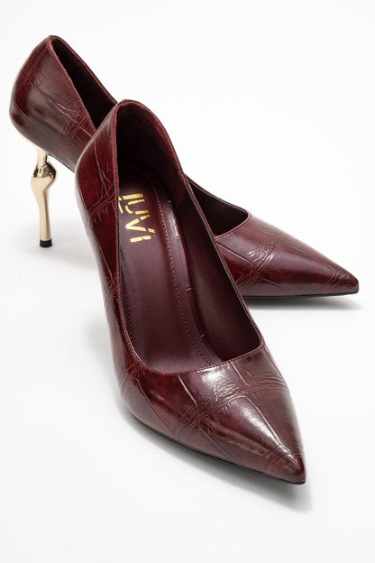 Hudson - Zapato de tacón con punta y estampado burdeos (Mujer)