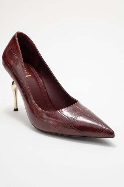 Hudson - Zapato de tacón con punta y estampado burdeos (Mujer)