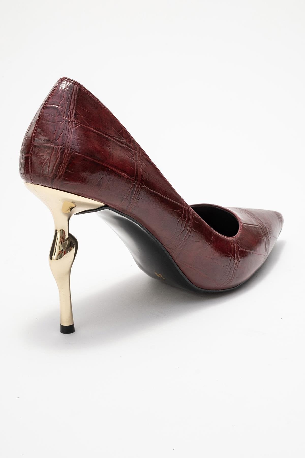 Hudson - Zapato de tacón con punta y estampado burdeos (Mujer)