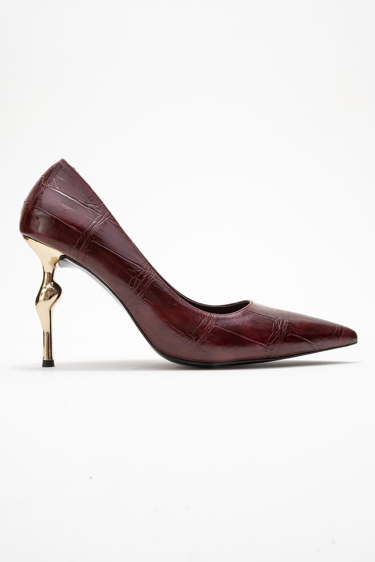 Hudson - Zapato de tacón con punta y estampado burdeos (Mujer)