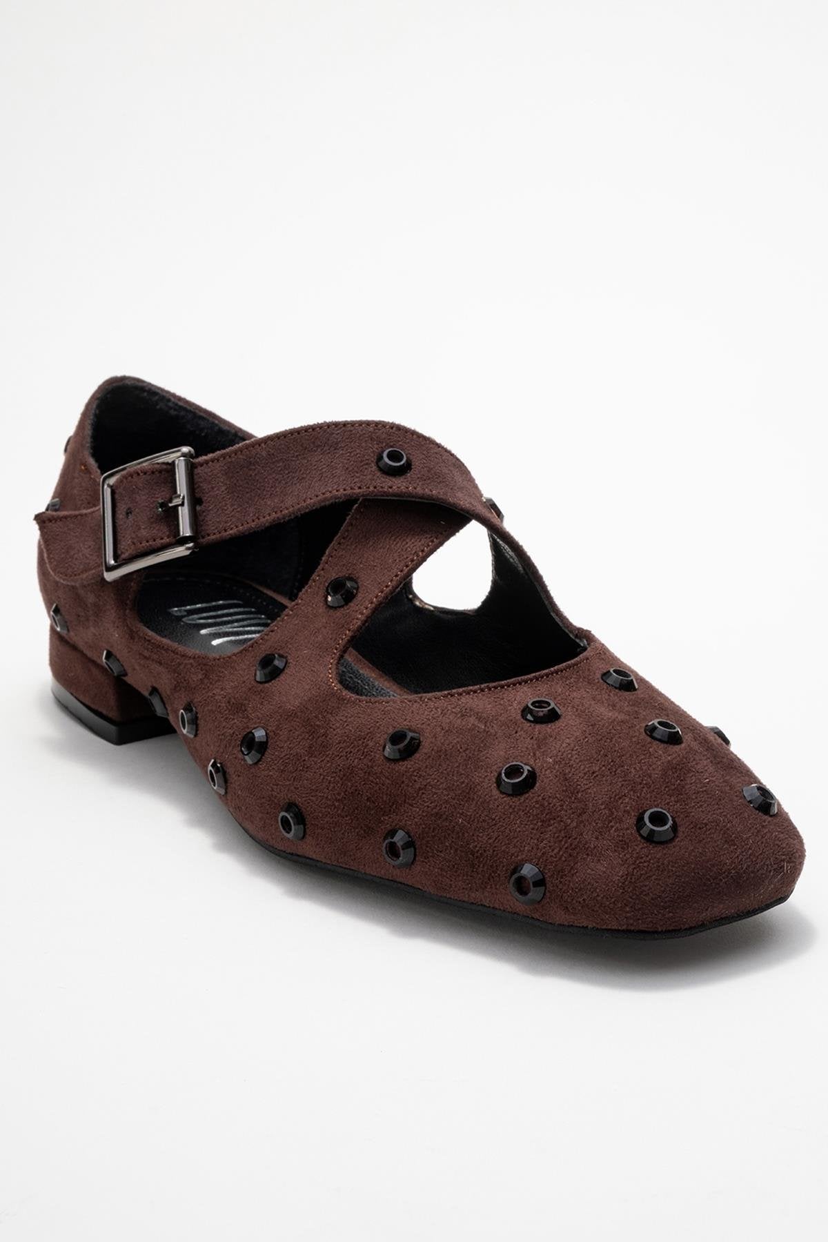Addison - Brown Suede Cross Strap Mary Jane Shoes (Women)