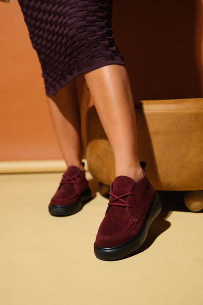 Lilya - Burgundy Suede Leather Chukka Boot (Women)