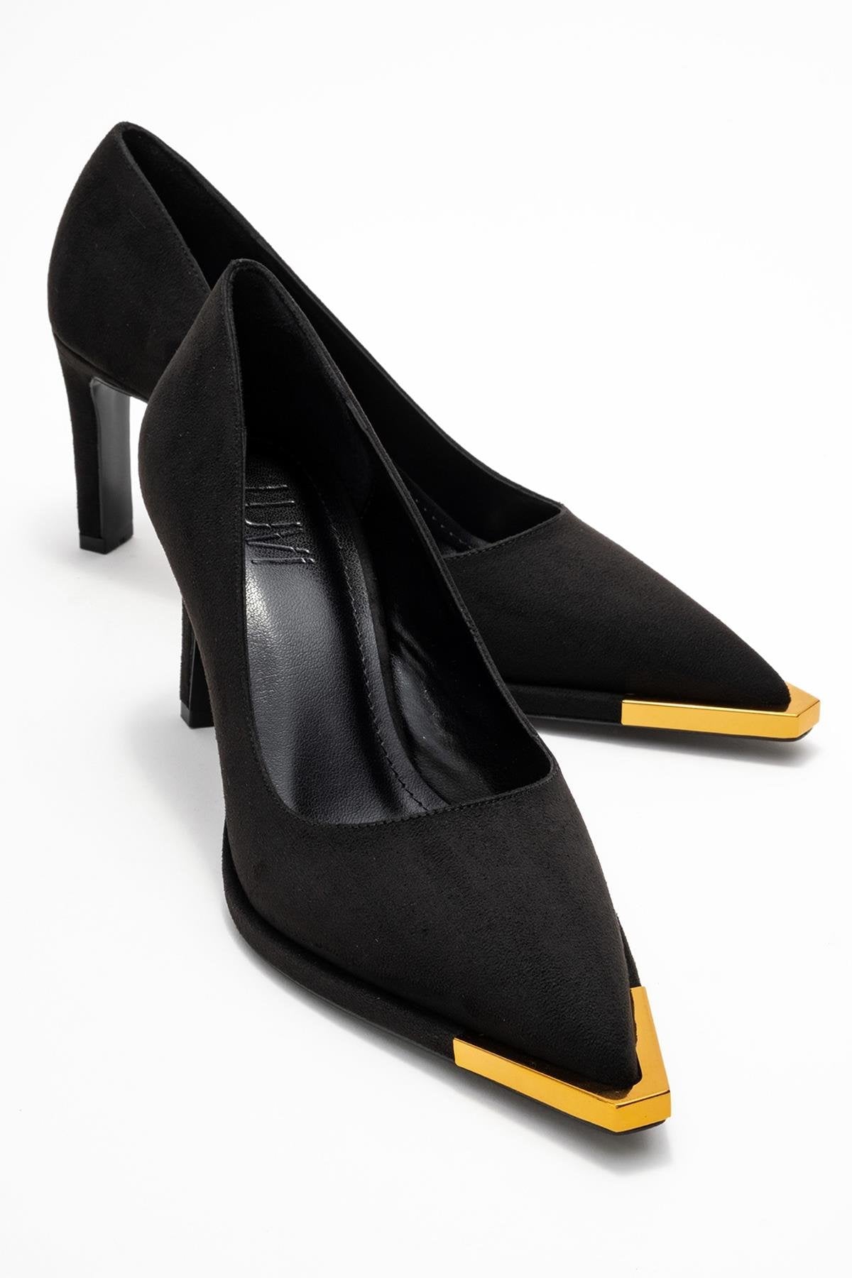 Liora - Zapatilla de tacón de aguja de ante negro (Mujer)