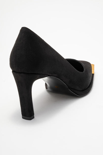 Liora - Zapatilla de tacón de aguja de ante negro (Mujer)
