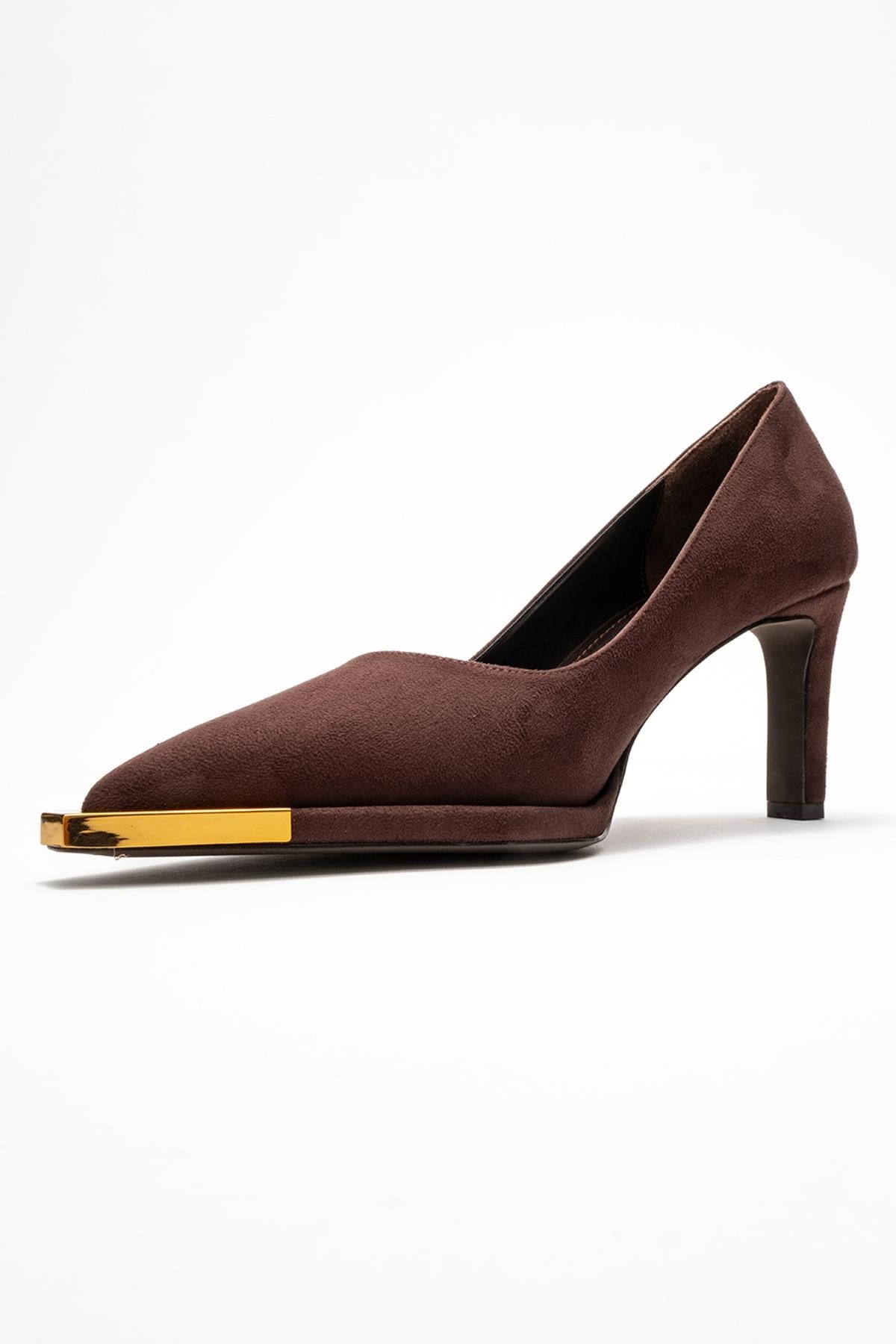 Liora - Zapatos de tacón de ante marrón con punta (Mujer)