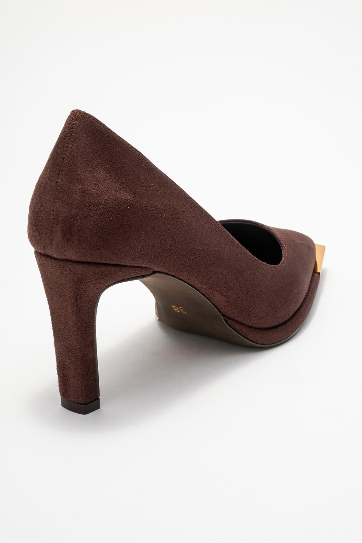 Liora - Zapatos de tacón de ante marrón con punta (Mujer)