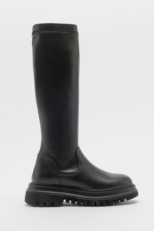 Henin - Black Stretch Boot (Women)