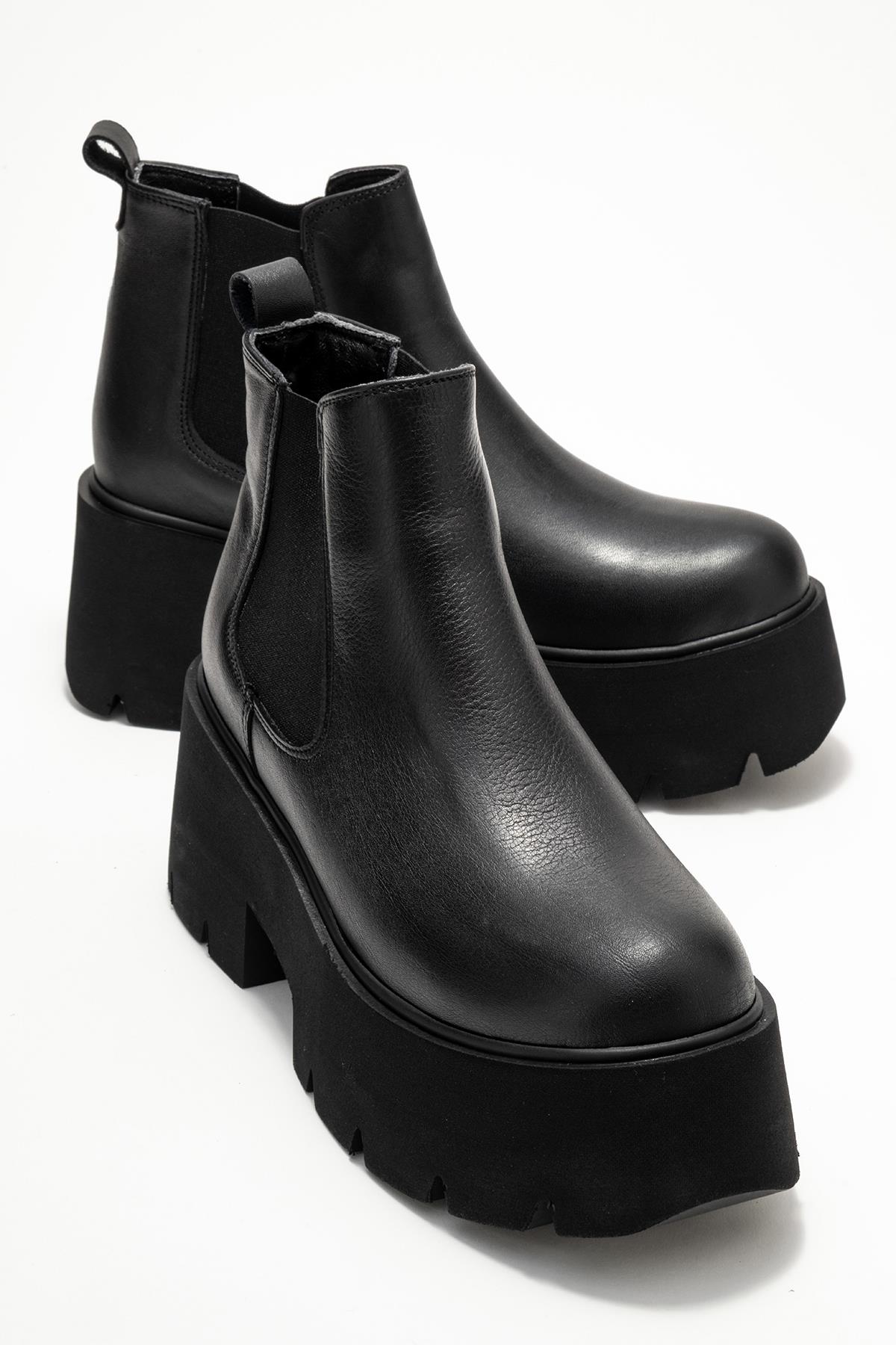 Clen - Botín Chelsea de Cuero Negro (Mujer)