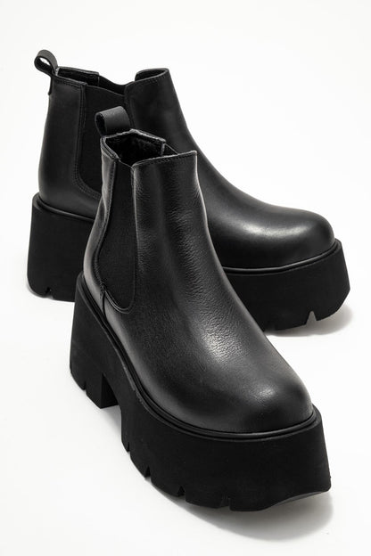 Clen - Botín Chelsea de Cuero Negro (Mujer)