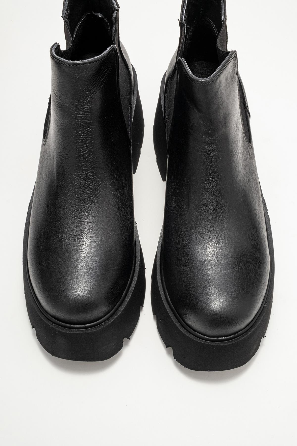 Clen - Botín Chelsea de Cuero Negro (Mujer)