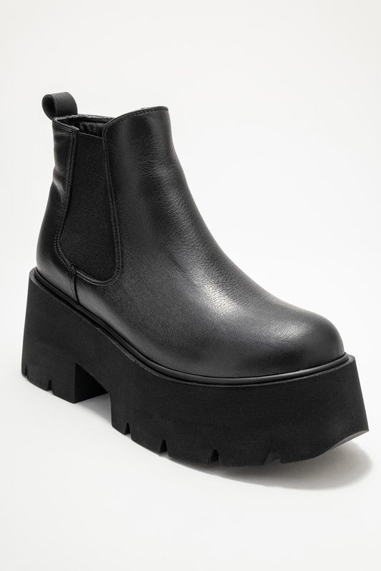 Clen - Botín Chelsea de Cuero Negro (Mujer)