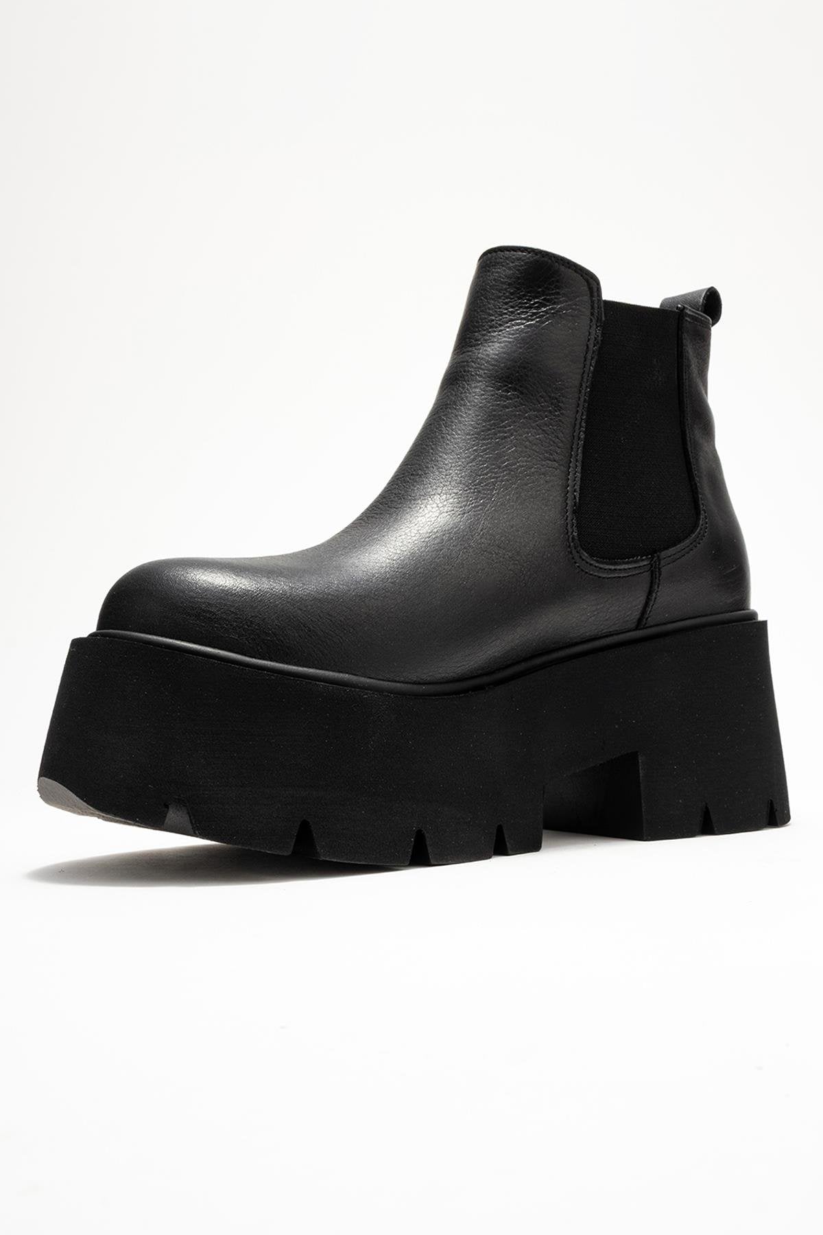 Clen - Botín Chelsea de Cuero Negro (Mujer)