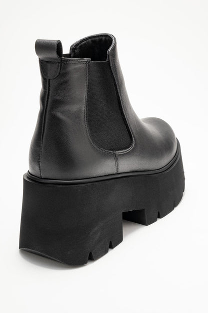 Clen - Botín Chelsea de Cuero Negro (Mujer)