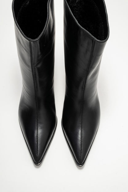 Aleo - Bota de cuero negro con puntera en punta (mujer)