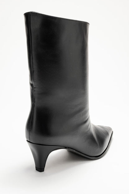 Aleo - Bota de cuero negro con puntera en punta (mujer)