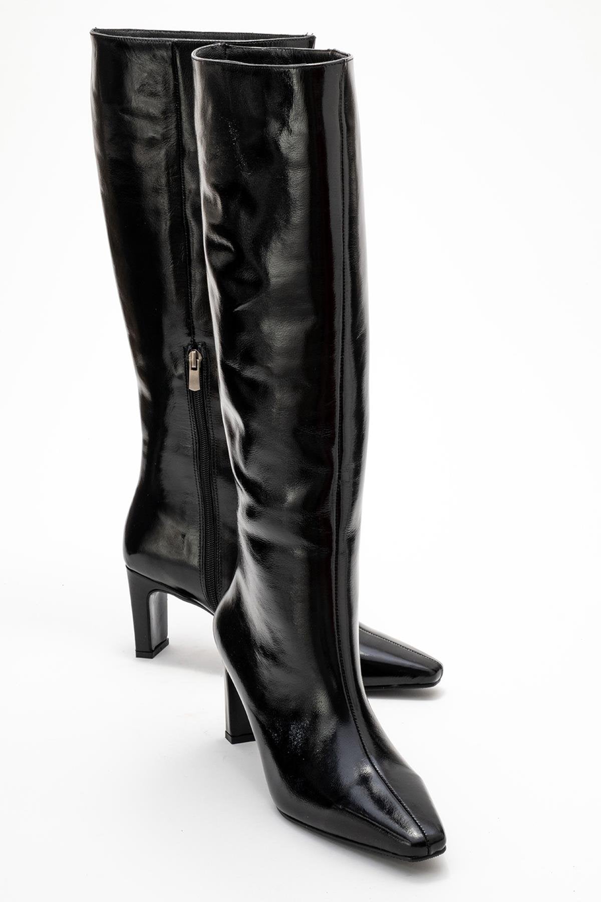 Lume - Bota Alta de Charol Negro (Mujer)