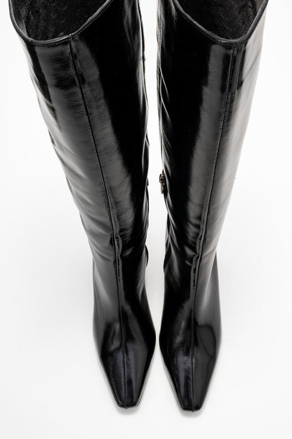 Lume - Bota Alta de Charol Negro (Mujer)