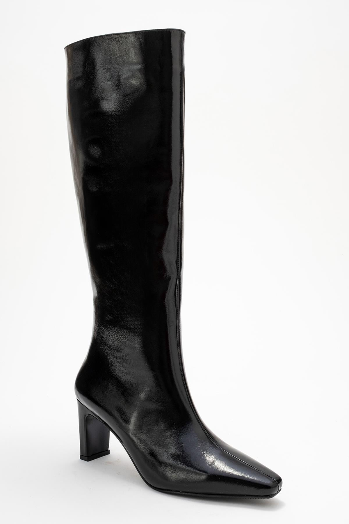 Lume - Bota Alta de Charol Negro (Mujer)