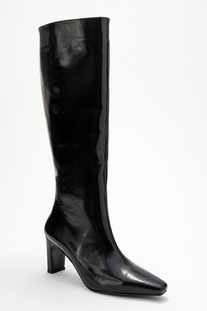 Lume - Bota Alta de Charol Negro (Mujer)
