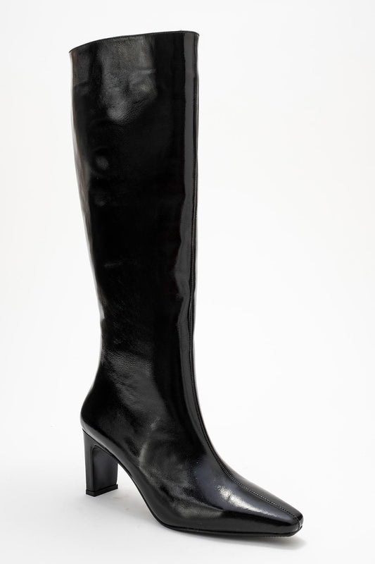 Lume - Bota Alta de Charol Negro (Mujer)