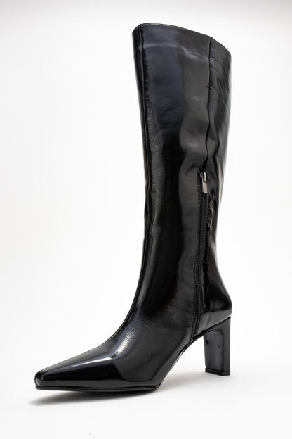 Lume - Bota Alta de Charol Negro (Mujer)