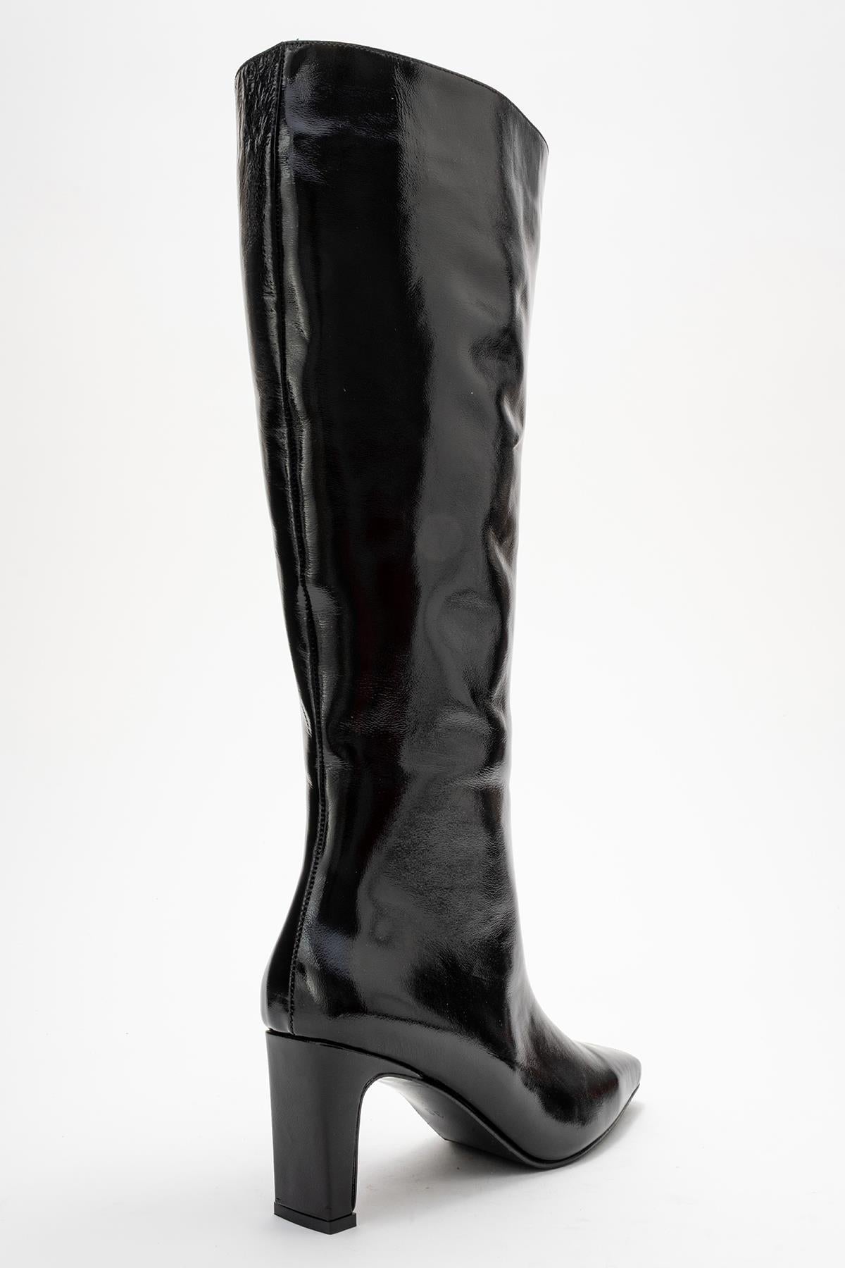 Lume - Bota Alta de Charol Negro (Mujer)