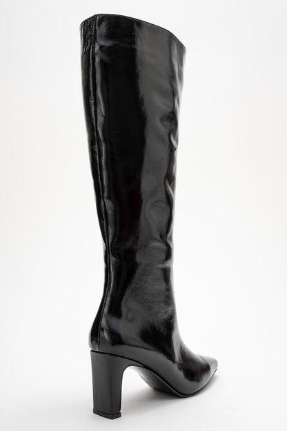 Lume - Bota Alta de Charol Negro (Mujer)