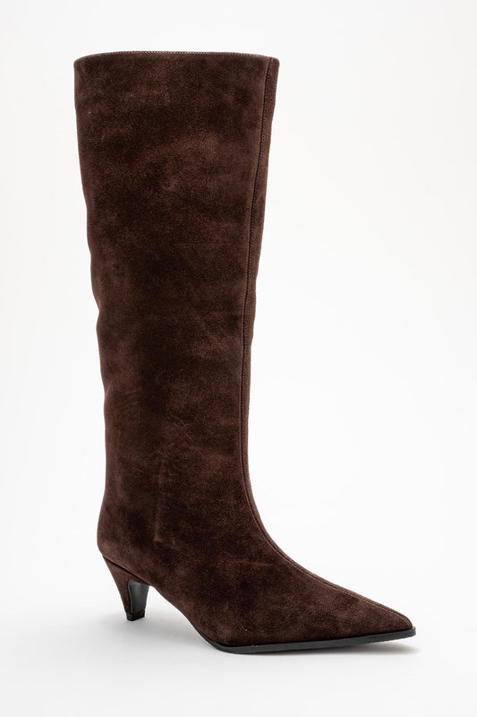 Siora - Brown Suede Leather Knee High Boot (Women)