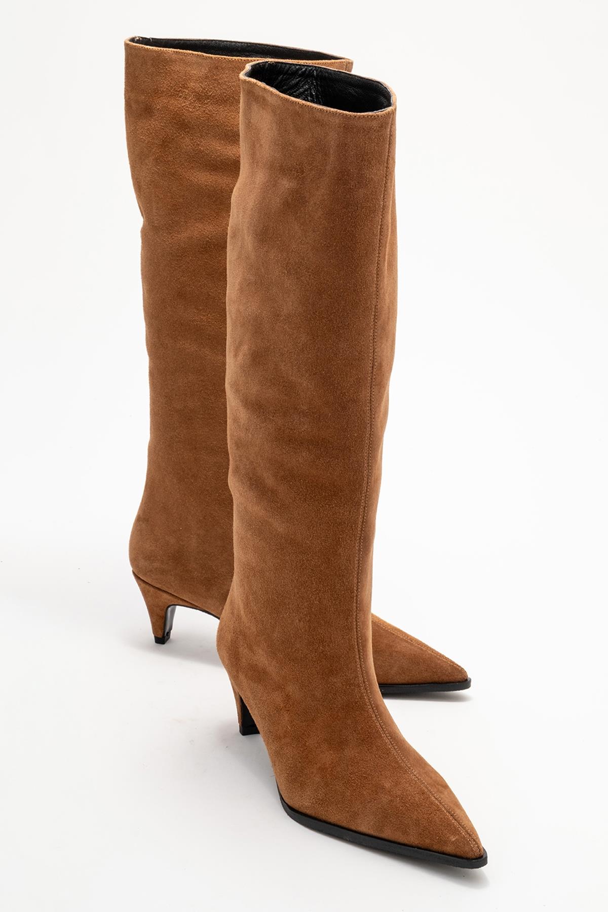 Siora - Bota alta de cuero de ante color coñac (Mujer)