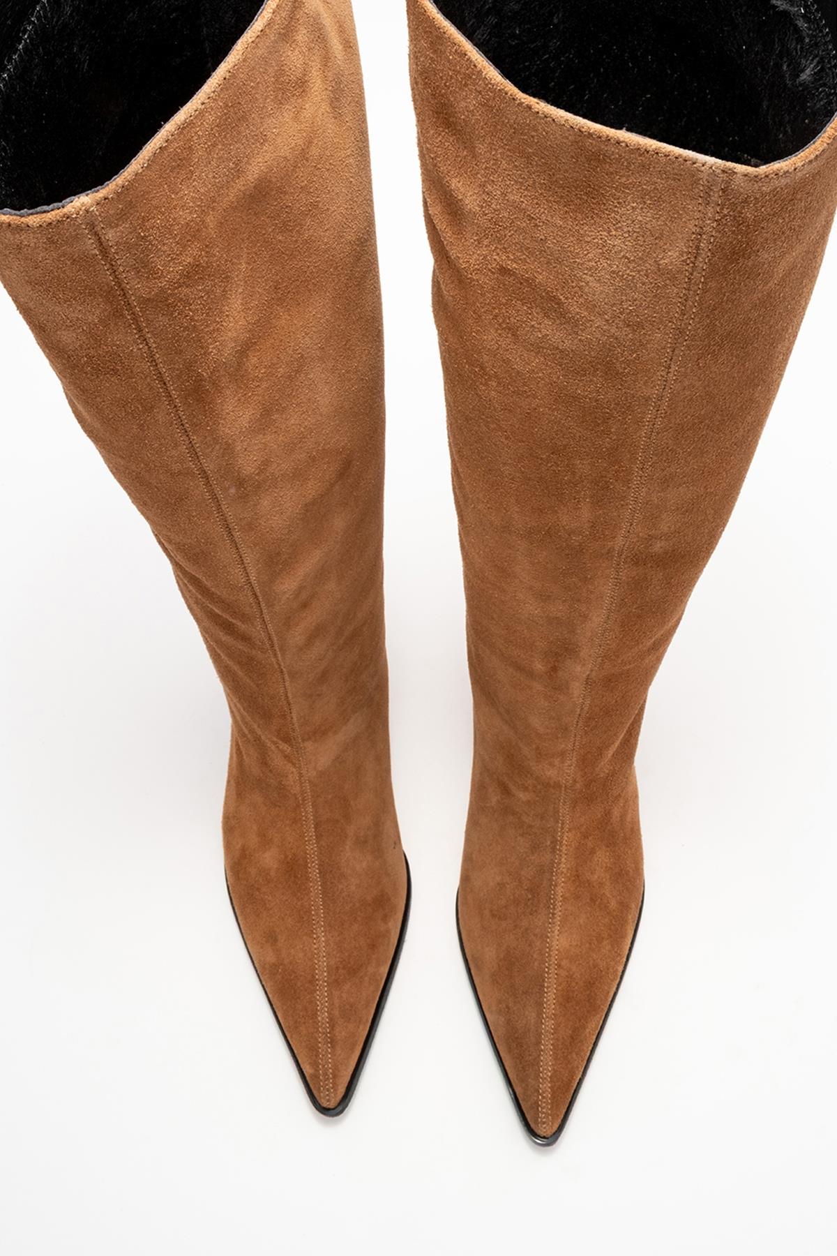 Siora - Bota alta de cuero de ante color coñac (Mujer)