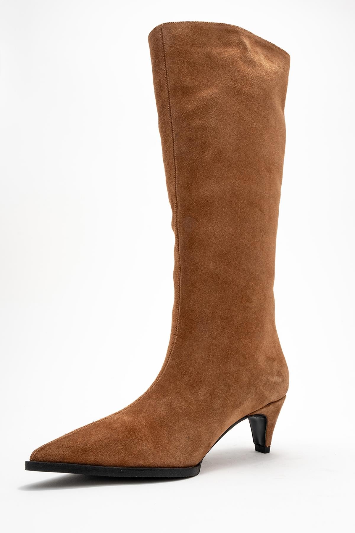 Siora - Bota alta de cuero de ante color coñac (Mujer)