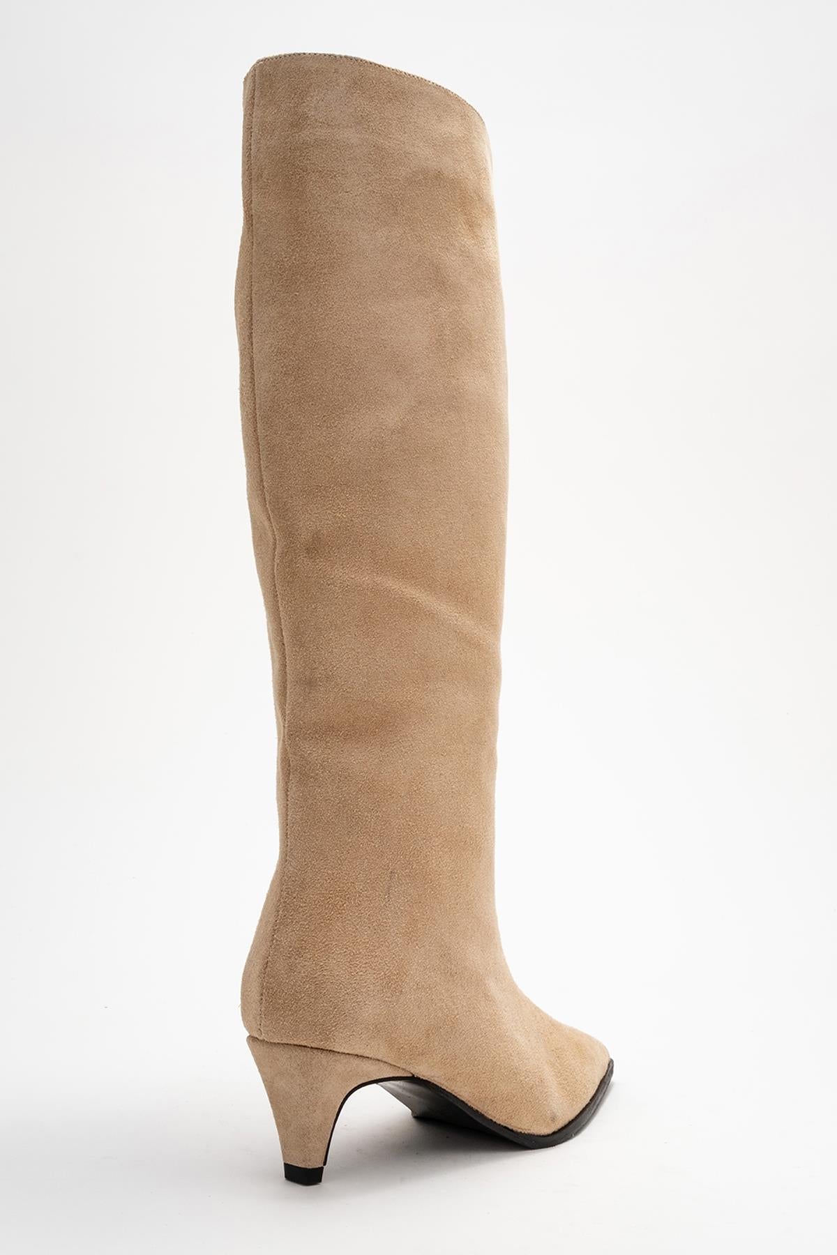 Siora - Beige Suede Leather Knee High Boot (Women)