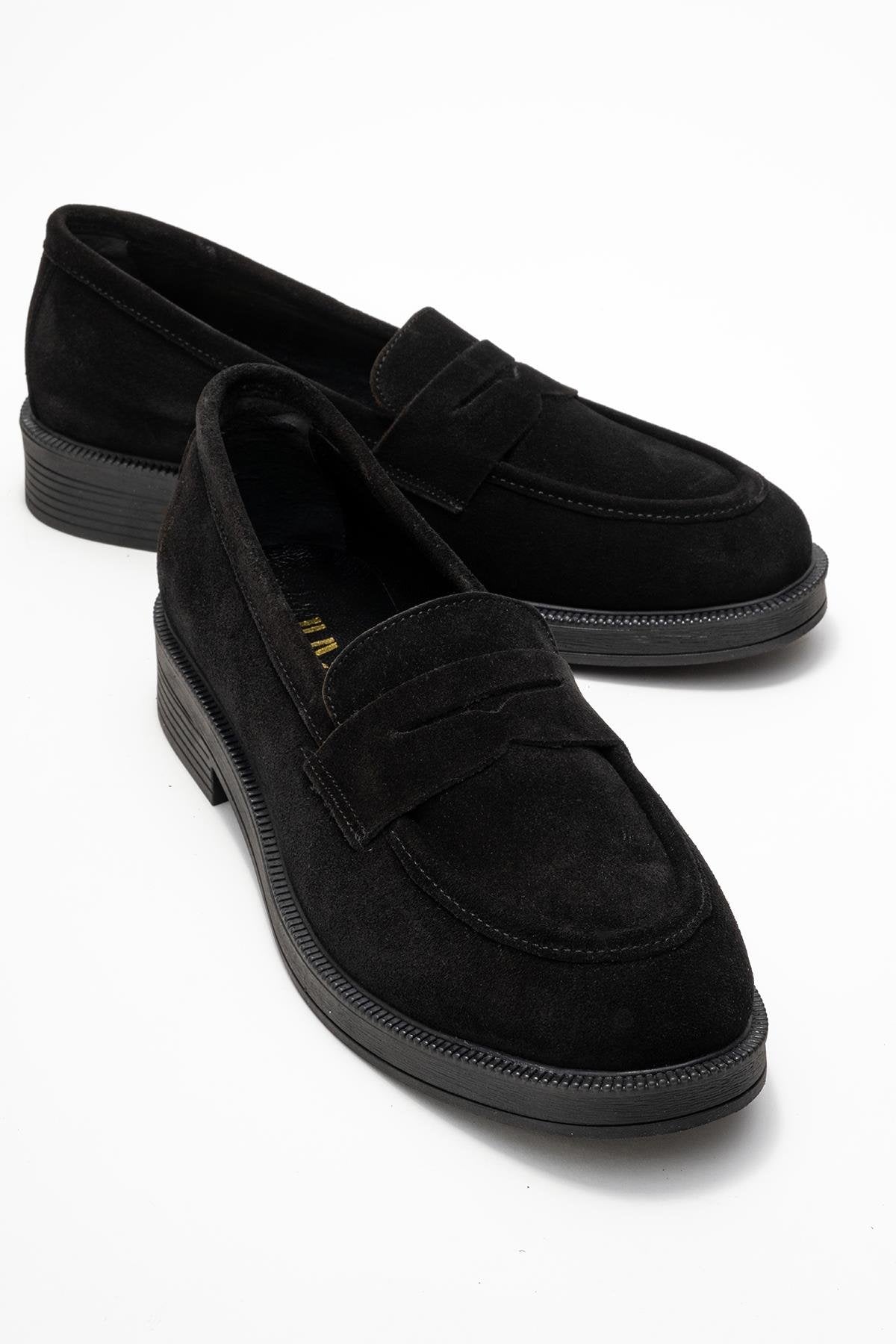 Bree - Mocasines de plataforma de cuero de ante negro (Mujer)