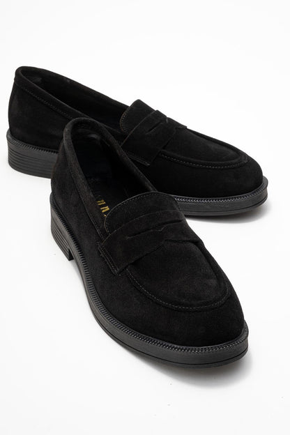 Bree - Mocasines de plataforma de cuero de ante negro (Mujer)