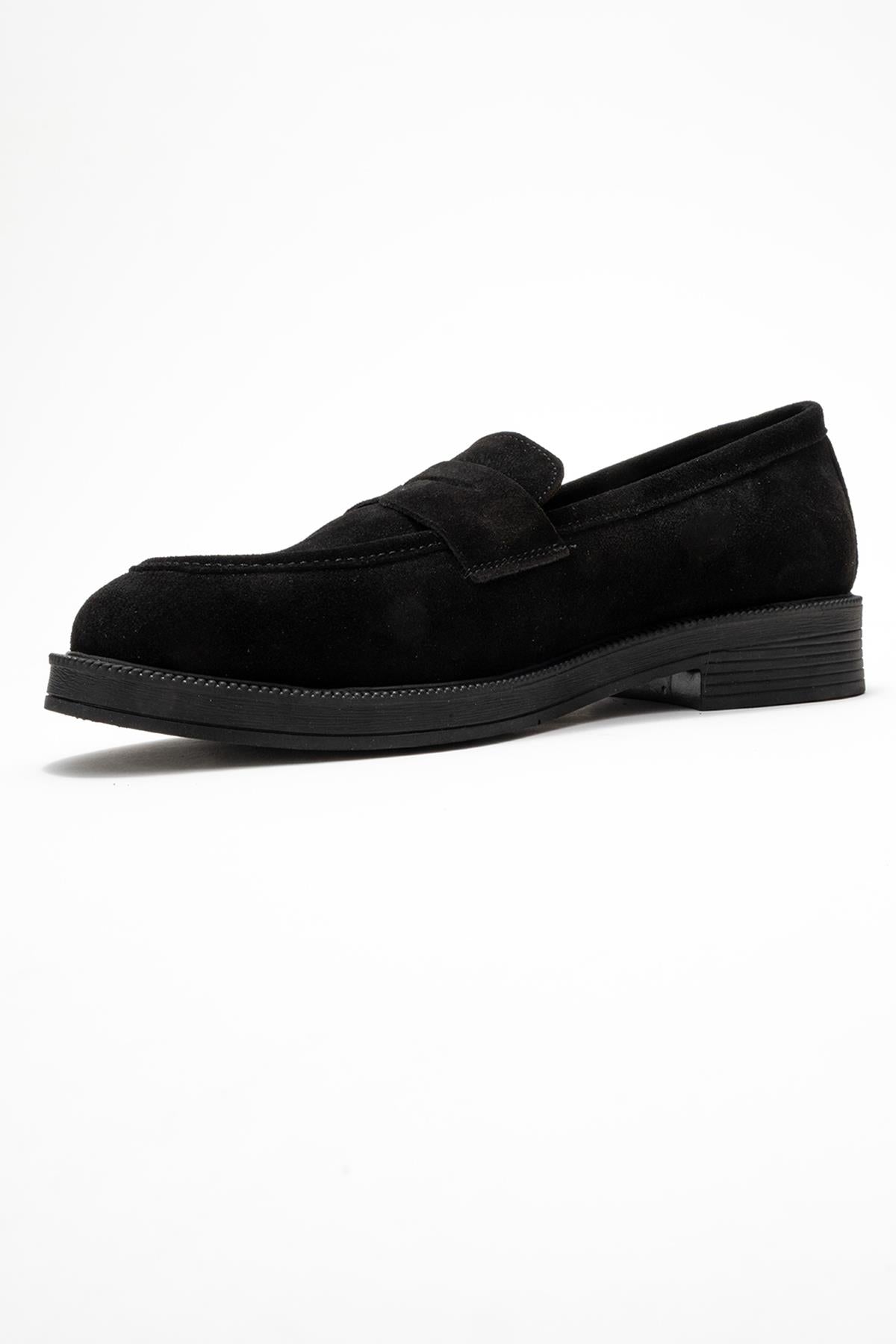 Bree - Mocasines de plataforma de cuero de ante negro (Mujer)