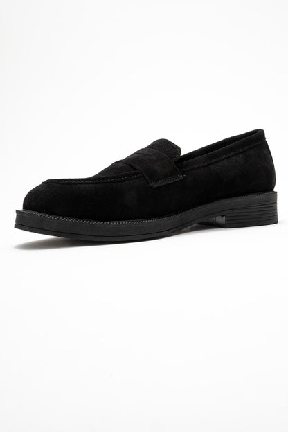Bree - Mocasines de plataforma de cuero de ante negro (Mujer)