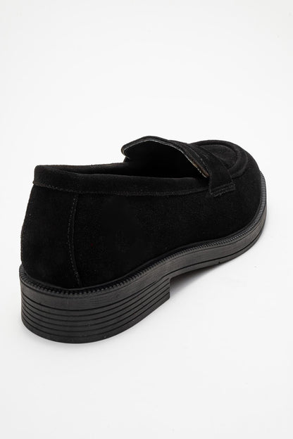 Bree - Mocasines de plataforma de cuero de ante negro (Mujer)