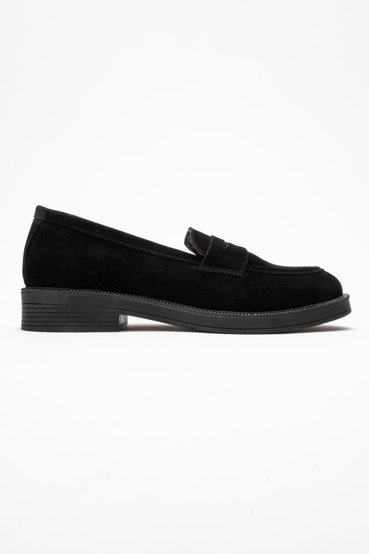 Bree - Mocasines de plataforma de cuero de ante negro (Mujer)