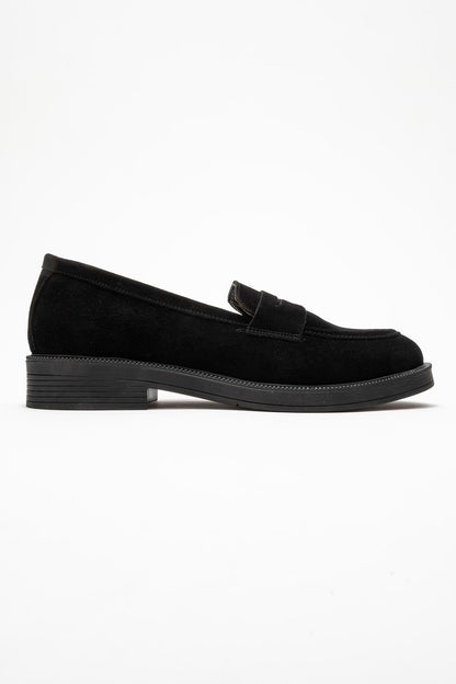 Bree - Mocasines de plataforma de cuero de ante negro (Mujer)